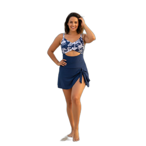 ZAFUL Women V-Neck One Piece Swimdress - Picture 1 of 5